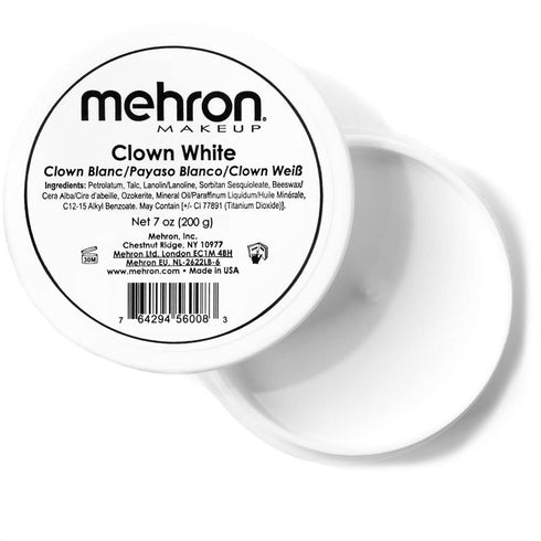 Mehron Makeup Clown White Professional Face Paint Cream, 7 oz for Stage, Film, Cosplay, Halloween