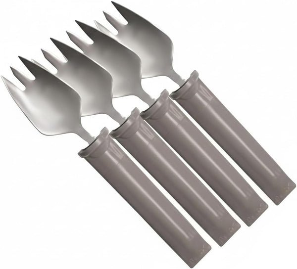 Rehabilitation Advantage Swivel Spork Utensil Set of 4, Angled Eating Utensils with