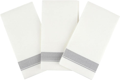 Tablesetting (50) Cloth Feel Dinner Napkins with Silver Design Disposable - Single Use Linen Feel Guest Towels