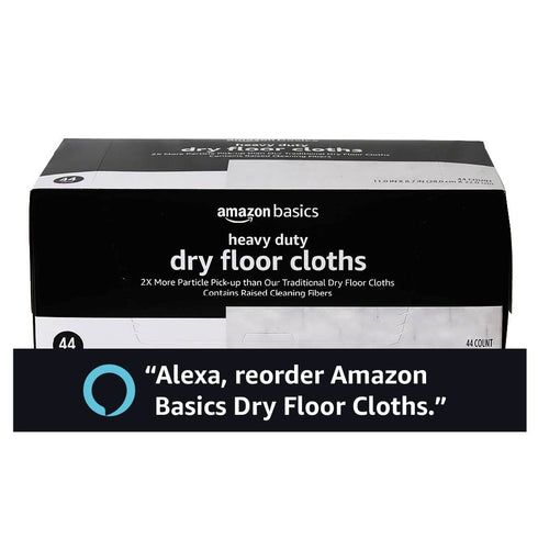 Amazon Basics Quilted Heavy Duty Dry Floor Cloths, 44 Count, White, 11" x 8.7" for Dust and Dirt