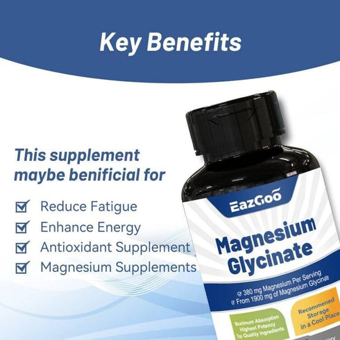 Magnesium Glycinate Supplement | 90 Capsules, Mineral Magnesium Supplement