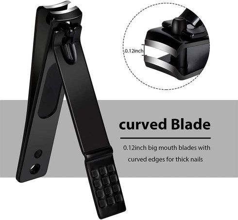 Nail Clippers Set - Sharp Stainless Steel Fingernail & Toenail Clippers, Black Nail Cutter, 2 Piece Set