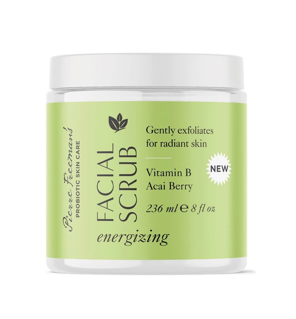 Pierre Freeman's Energizing Facial Scrub - 8 oz - with Vitamin B and Açaí Berry for Refreshing Skin