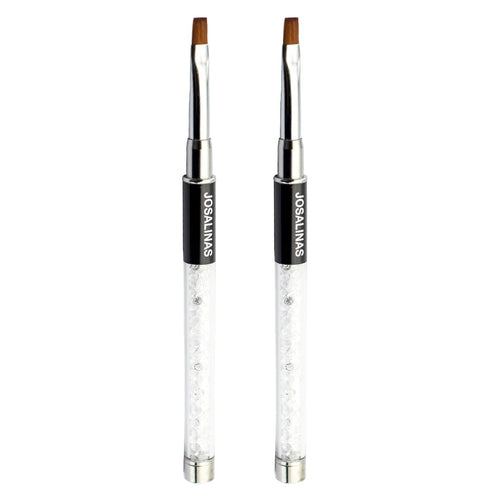 Nail Art Brushes 2PCS, Gel Polish Nail Art Design Pen Painting Tools with Nail Extension Gel Brush Builder Nail Gel Brush Nail Art Liner Brush Salon at Home DIY Manicure (Flat#6)