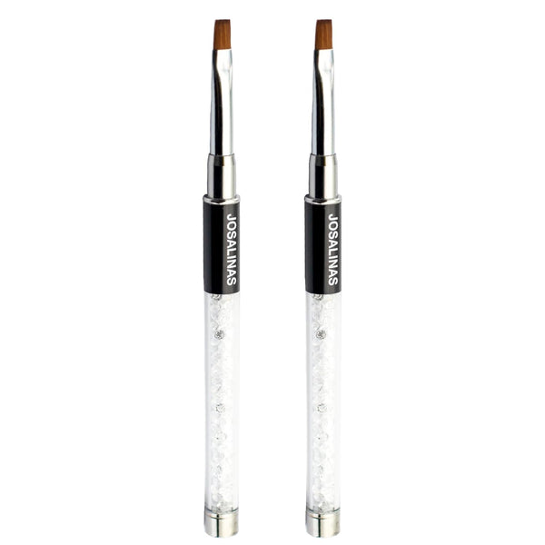 Nail Art Brushes 2PCS, Gel Polish Nail Art Design Pen Painting Tools with Nail Extension Gel Brush Builder Nail Gel Brush Nail Art Liner Brush Salon at Home DIY Manicure (Flat#6)