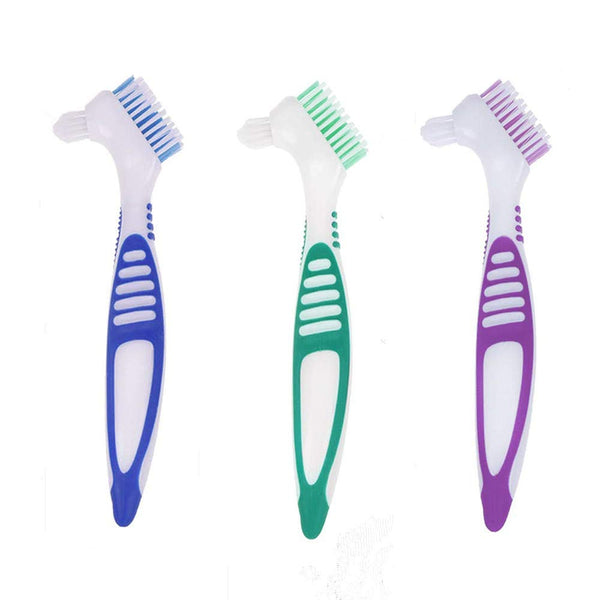 3 Pcs Denture Cleaning Brush, Portable Brushes for Denture Care, Multi-Layered Soft Bristles
