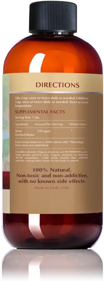 Organa Nano Colloidal Silver, 8 oz (100 PPM), Best Colloidal Minerals