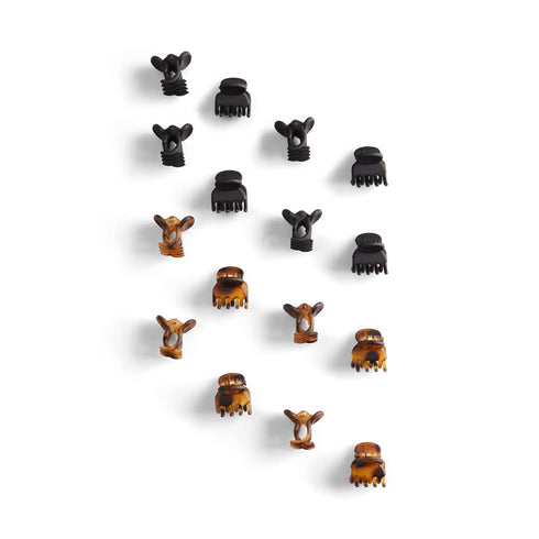 Kitsch Hair Clips for Women, Recycled Plastic Small Claw Clips & Mini Clips, 16 pcs (Tortoise & Black)