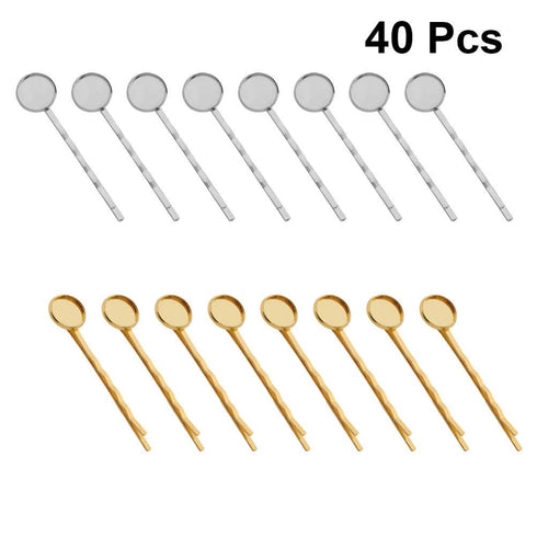 Jewelry Tray Bobby Pin 40PCS DIY Round Hair Clips No-Metal Snap for Accessories (Mixed Coloring)