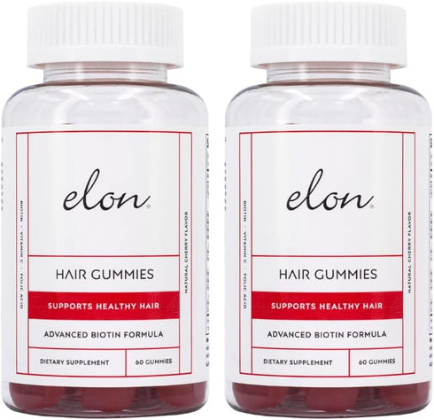 Elon Biotin Gummies - 120 Count Cherry Biotin Chewable Vitamins for Hair, Skin & Nails, Supports Hair Growth