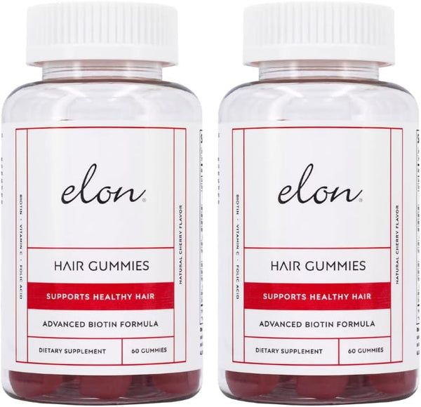 Elon Biotin Gummies - 120 Count Cherry Biotin Chewable Vitamins for Hair, Skin & Nails, Supports Hair Growth
