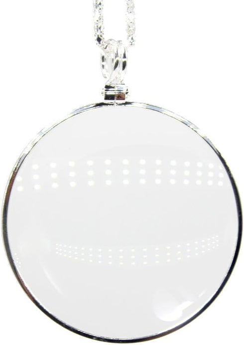 5X Magnifying Glass Pendant, 1.6" Glass Lens Dia. with 35" Alloy Necklace, Silver
