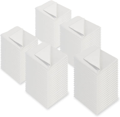 Eyeglasses Cleaning Cloths Bulk (5.5"x5.5", White, 100 pcs) for Lenses, Screens, Cameras, Delicate Surfaces
