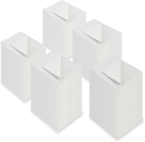 Eyeglasses Cleaning Cloths Bulk (5.5"x5.5", White, 100 pcs) for Lenses, Screens, Cameras, Delicate Surfaces