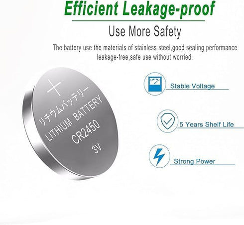 50 Pack Lithium CR2450 3V Batteries, 600mAh CR 2450 Battery
