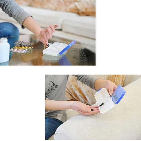 MUBOYI 8 Container,Blue,2pcs Moisture Proof Weekly Pill Organizer Box, Airtight Dispenser Travel Supplement Holder