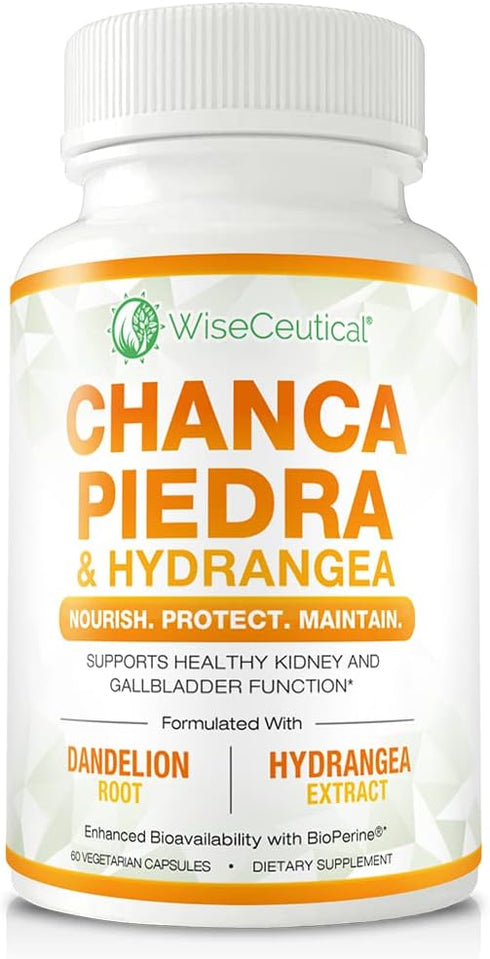 Max Strength Chanca Piedra, Hydrangea & Dandelion Root - Natural Kidney & Gallbladder Formula, 60 Veggie Capsules