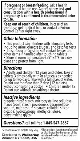 WELMATE Urinary Pain Relief | UTI Relief | Fast Acting Bladder Discomfort & Pain Relief | 72 Count