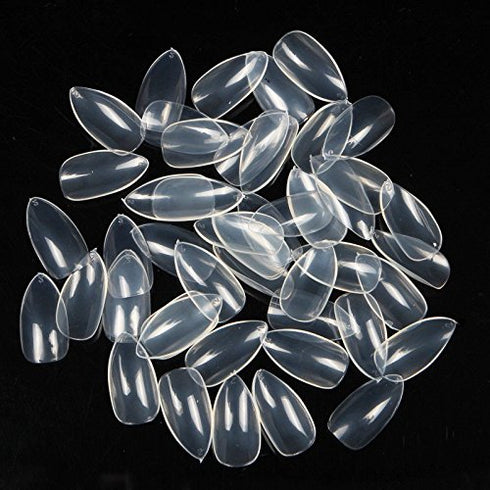 Yimart 500pcs/pack Stiletto False Nails - Clear Oval Sharp Full Nail Tips for Nail Art Decoration