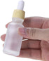 3Pcs Empty Translucent Frosted Glass Cosmetic Containers, Wood Grain Cap, 30ml Jar, 20ml Dropper, 10ml Roller