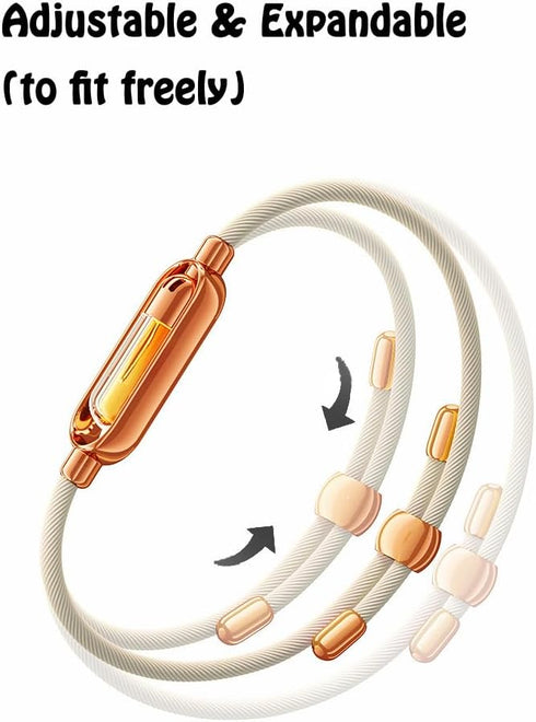 YOLAXGA Set Essential Oil Diffuser Bracelet, Adjustable Wristband, Rose Gold, Manual Aromatherapy Jewelry,Perfume