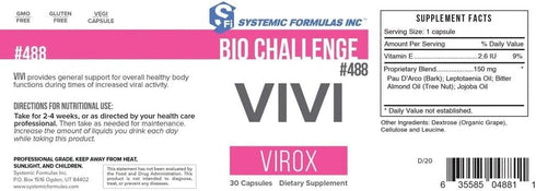 Systemic Formulas Bio Challenge #488 VIVI Virox, 30 Capsules, Immune Support Blend with Pau D’Arco