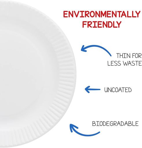 Hygloss Products Paper Plates - Uncoated White Plate, 6-Inches, 100 Pack, Environmentally Friendly, Recyclable