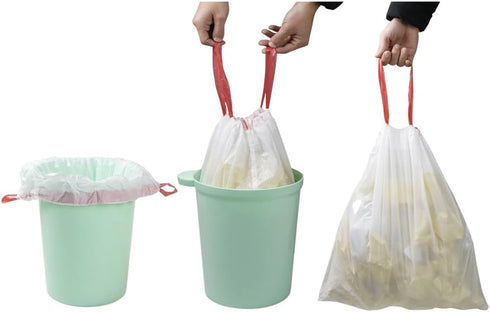 1.5 Gallon Small Trash Bags with Drawstring - White Garbage Bags