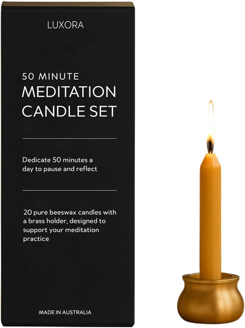 Luxora Australian Made 50 Minute Pure Beeswax Candles, Beeswax Meditation Candle Set, Set