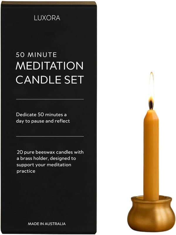 Luxora Australian Made 50 Minute Pure Beeswax Candles, Beeswax Meditation Candle Set, Set