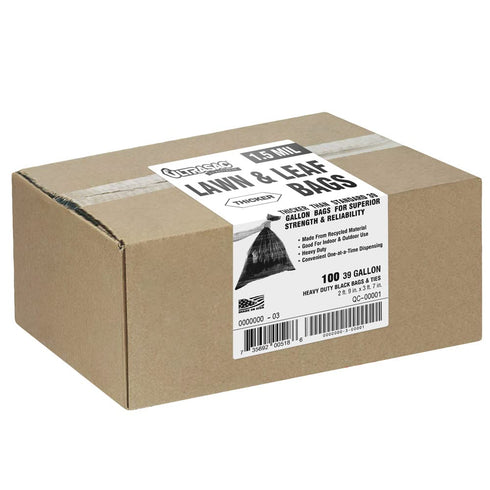 Ultrasac Lawn, Leaf, Yard Cleanup Bags, 39 Gallon, 1.5 Mil, 100 Count with Ties, 33"x43", Black