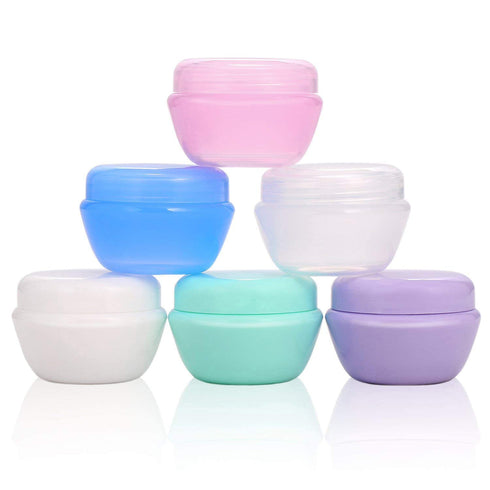 Travel Accessories Toiletry Containers, 1 oz Plastic Jars for Creams, Leak Proof Lids, Compact Travel Size (6 Pieces)
