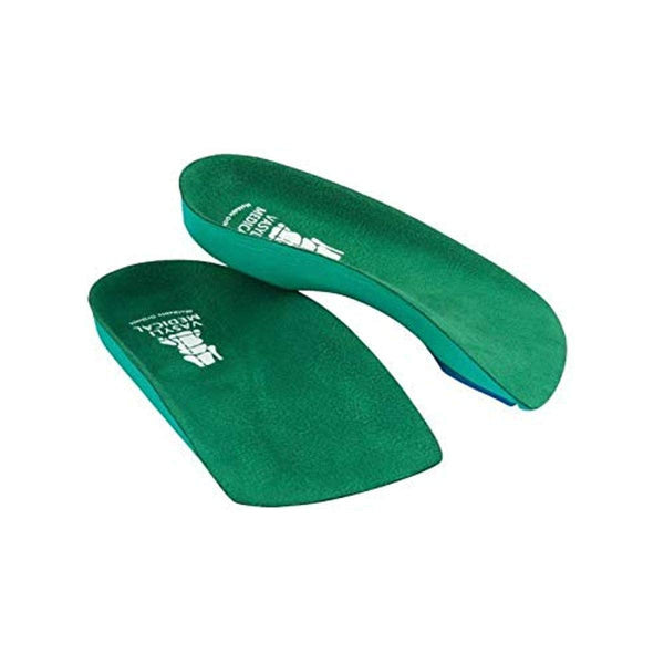 Custom 3/4 Length Insoles, Green, Small, Heat Moldable, Pain Relief for Elderly, Diabetic, & Arthritic Patients