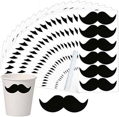 Mustache Stickers for Happy Father's Day - 234 Pcs Chalkboard Labels for Cup Bottle Party Supplies