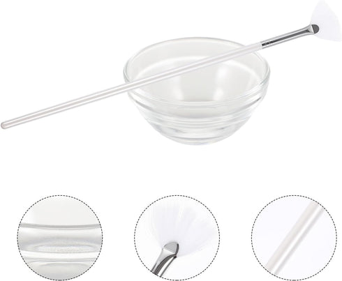 Ipetboom Face Mask Mixing Bowl Set, Clear Glass Facial Mask Bowl, Stick Spatula, Face Mask Brush