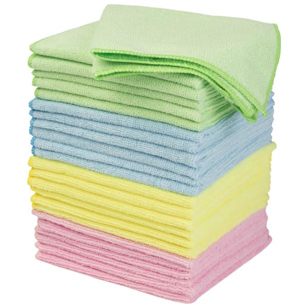 Stalwart Microfiber Cleaning Cloth Set - 24-Pack of Lint-Free Absorbent Towels for Cars, Home, Kitchen