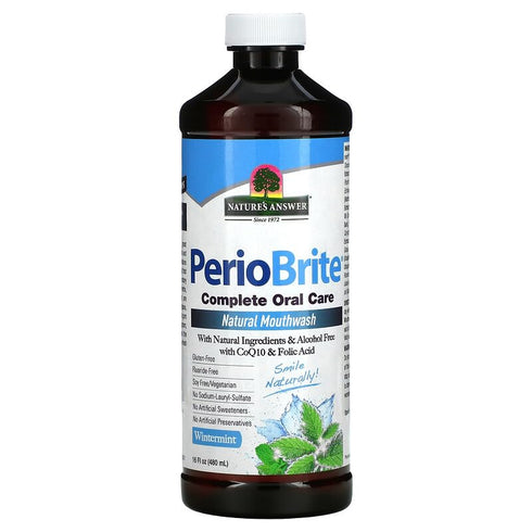 Nature's Answer Periobrite Alcohol-Free Mouthwash, Wintermint, 16 Ounce (2 Pack) | Fluoride Free | Natural Breath Freshener | Stain Remover | Natural Teeth Whitener