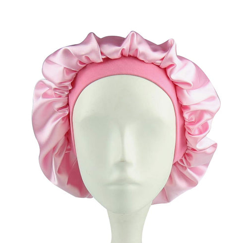 Sleep Cap for Kids Satin Hair Scarf, Girls Night Head Wrap Floral Silk Nightcap Light Pink