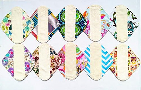 JOBEBE 10 8 Inch Pieces Light Mama Cloth/Menstrual Pads/Reusable Sanitary Pads Panty Liner