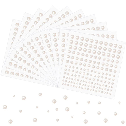 Pearl Stickers for Crafts, Self Adhesive Face Pearl Sticker Gems, 1650 Pcs Stick On Pearls Beads for Face, Makeup,