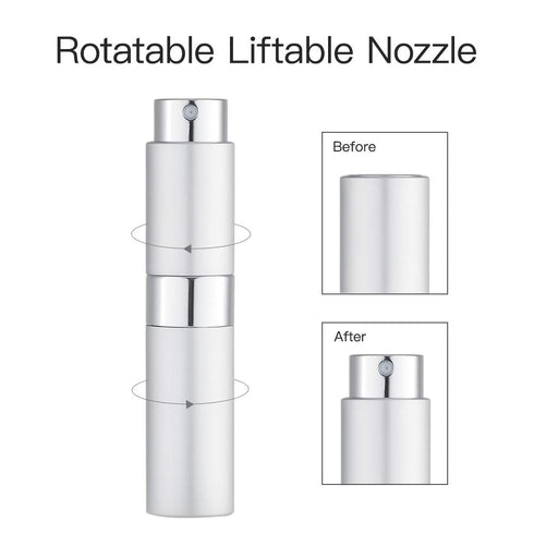 LISAPACK 8ML Atomizer Perfume Spray Bottle | Travel, Empty Refillable Cologne Dispenser, Portable Sprayer (Silver)