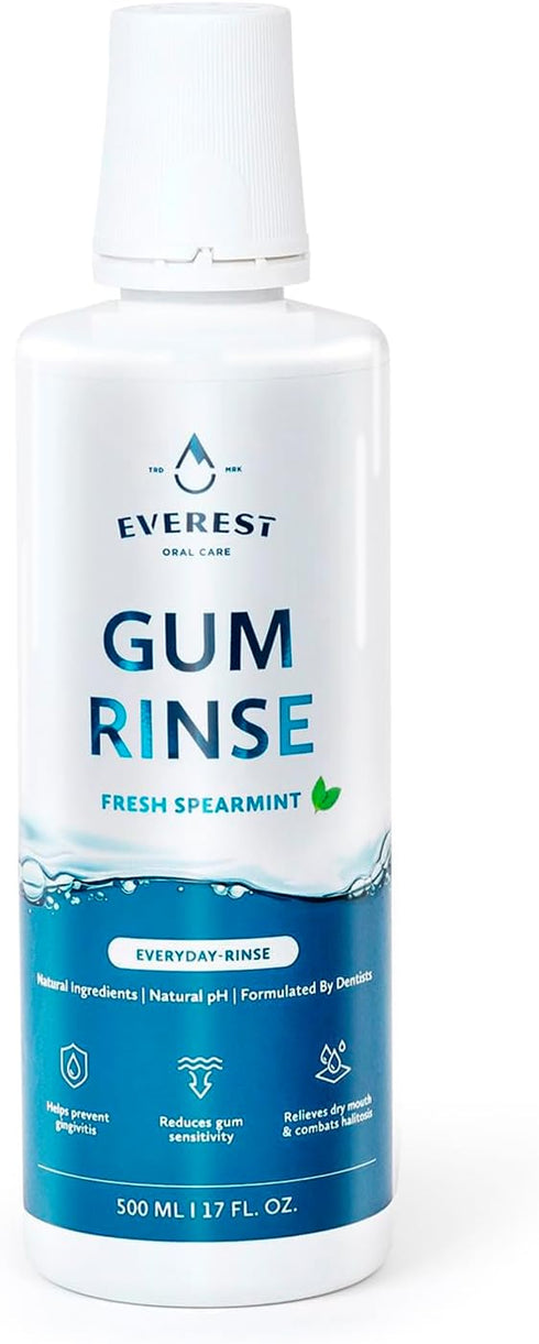 Gum Rinse, Triple Action Natural Mouthwash for Gingivitis Treatment, Alcohol Free, Fresh Spearmint by Everest