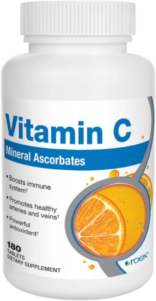 Roex Vitamins | Vitamin C Mineral Ascorbates | 180 Count, Anti-Aging, Healthy Immune System