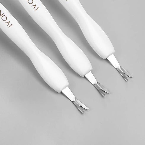 IVON 3 Pack Nail Cuticle Trimmer Pusher Remover - Double End & White Handle