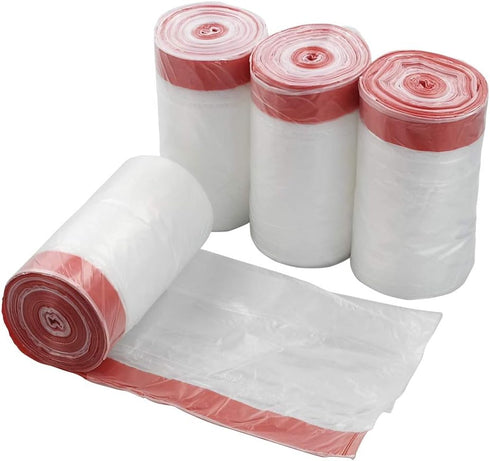 Clear Drawstring Garbage Bags, Kitchen Trash Bags, 240 Bags (4 Rolls, 3 Gallon)