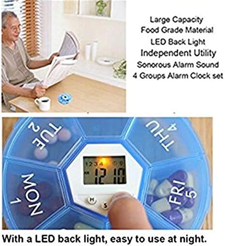 LongStone 2PCS 7 Days Digital Pill Organizer with Alarm Reminder Weekly Pill Box Medicine Storage Box (Blue)