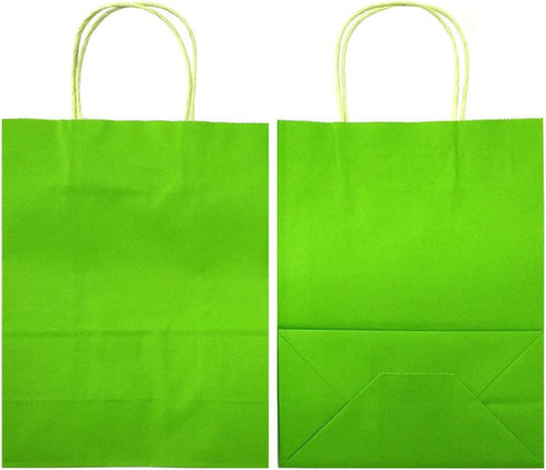 AZOWA Medium Gift Bags Light Green Kraft Paper Bags with Handles, 12 CT (7.5 x 3.9 x 9.8 in)