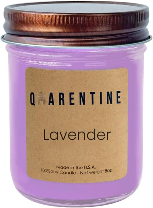 Qarentine Organic Soy Wax Lavender Scented Candle -100% Pure Soy Wax & Essential