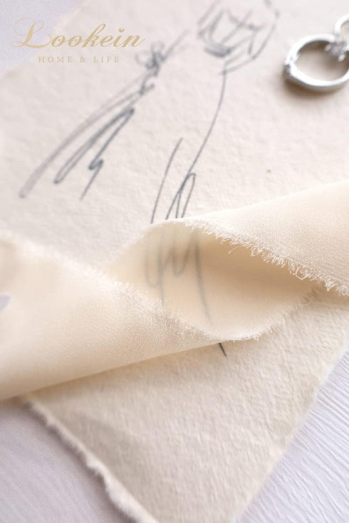 Lookein Handmade 1.5" Chiffon Silk-Like Ribbon Sample Swatch Chart - Frayed Edges for Wedding Invitations