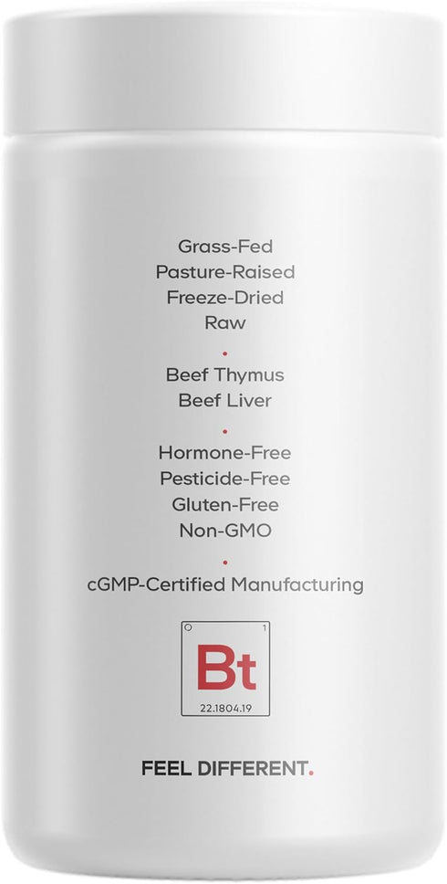 Codeage Grass Fed Beef Thymus Supplement, Freeze Dried, Non-Defatted, 180 Capsules